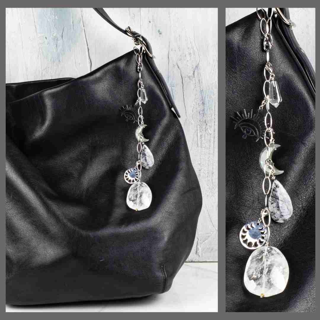 Handbag charms with intricate designs, including pewter charms and custom accessory options from Cherry Tree Beads